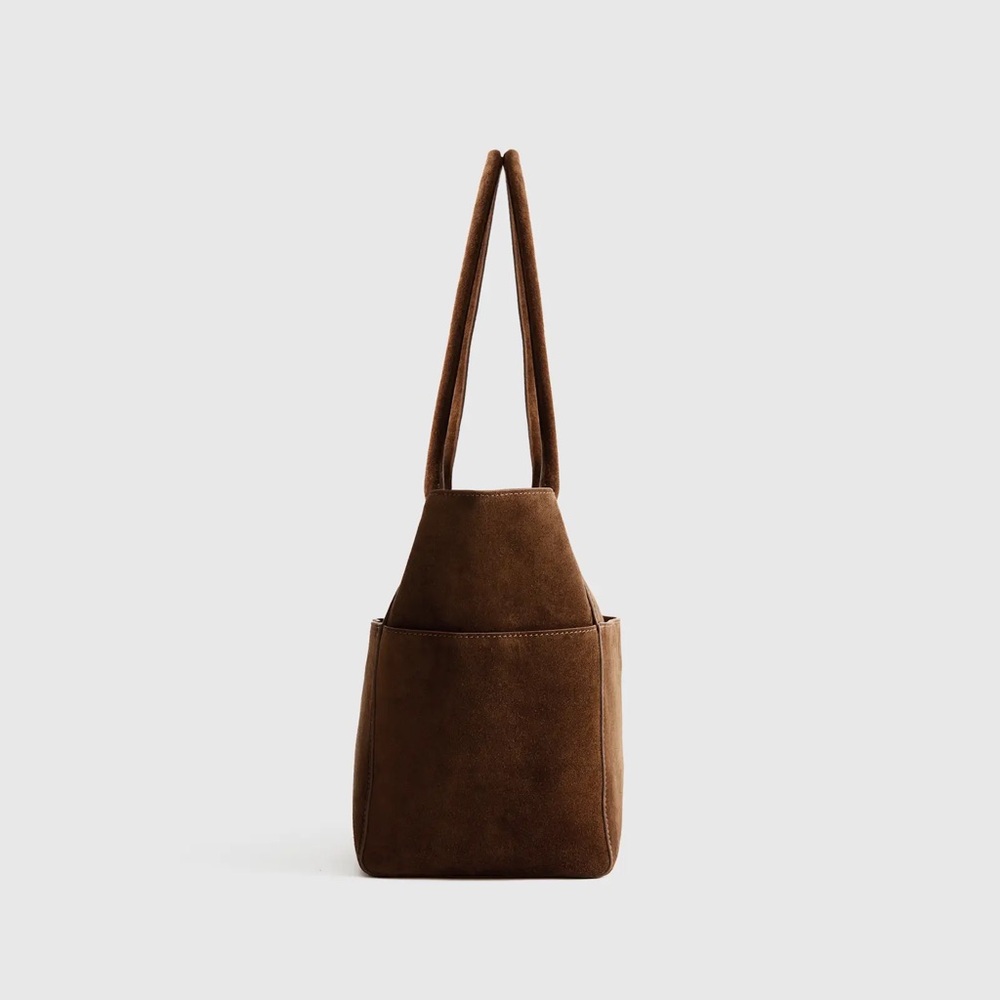 Quince Italian Suede Shopper Tote Bag - Chocolate Brown New with Tags! - Picture 3 of 5